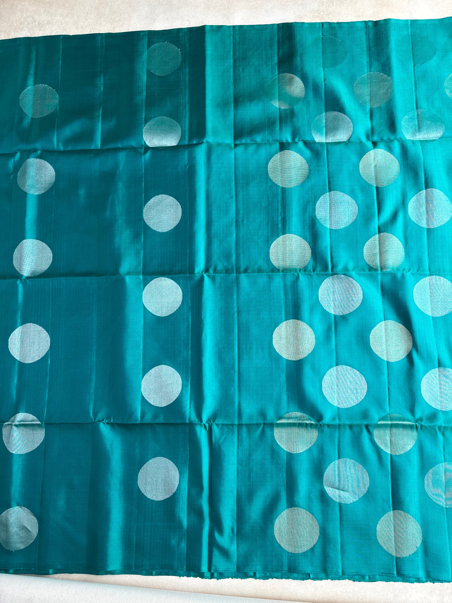 Turquoise Blue Silk Saree with Polka Dot Motifs