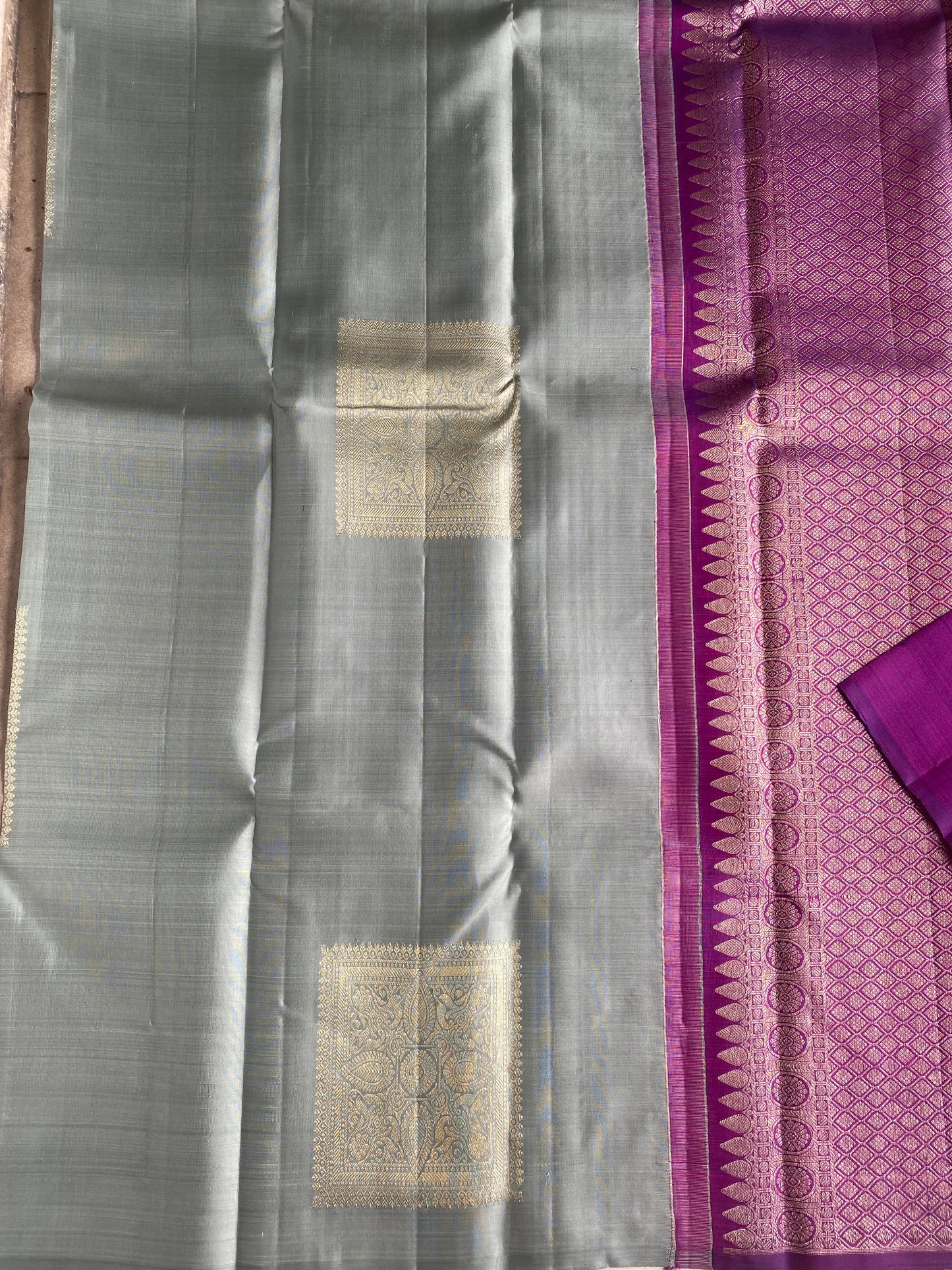 Sage Green Handwoven Silk Saree with Intricate Heritage Woven Panel