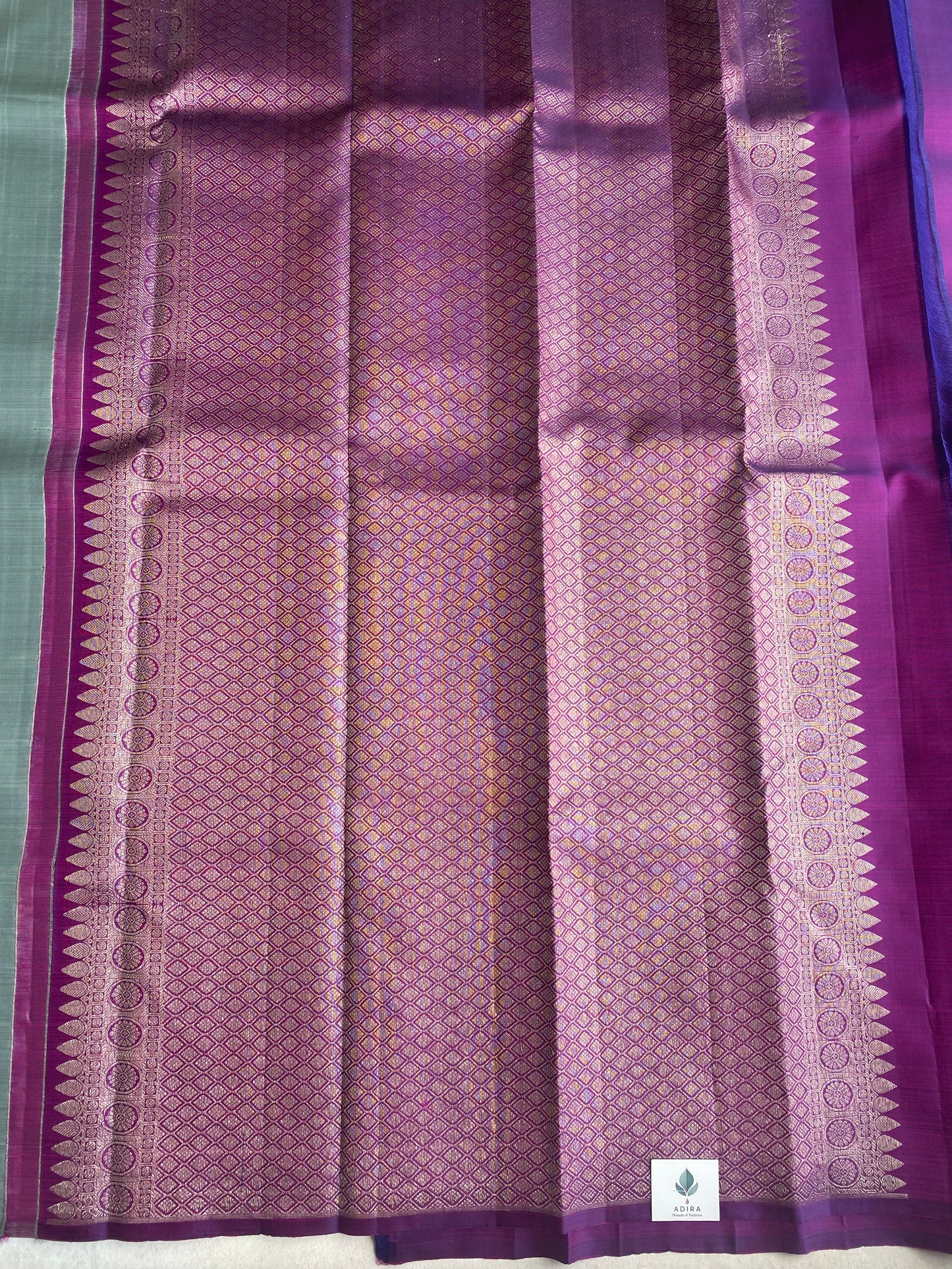 Sage Green Handwoven Silk Saree with Intricate Heritage Woven Panel
