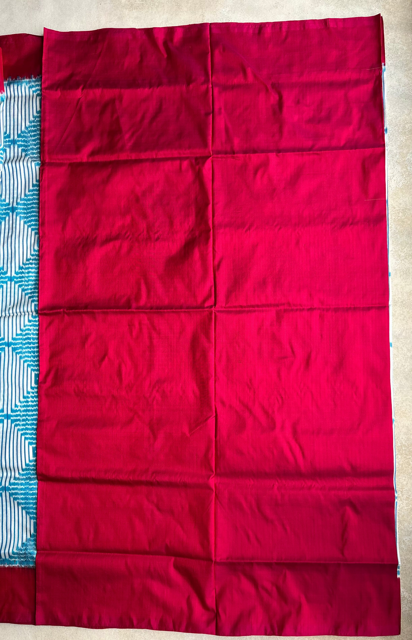 Blue Pink Ikkat Hand oven Silk Saree