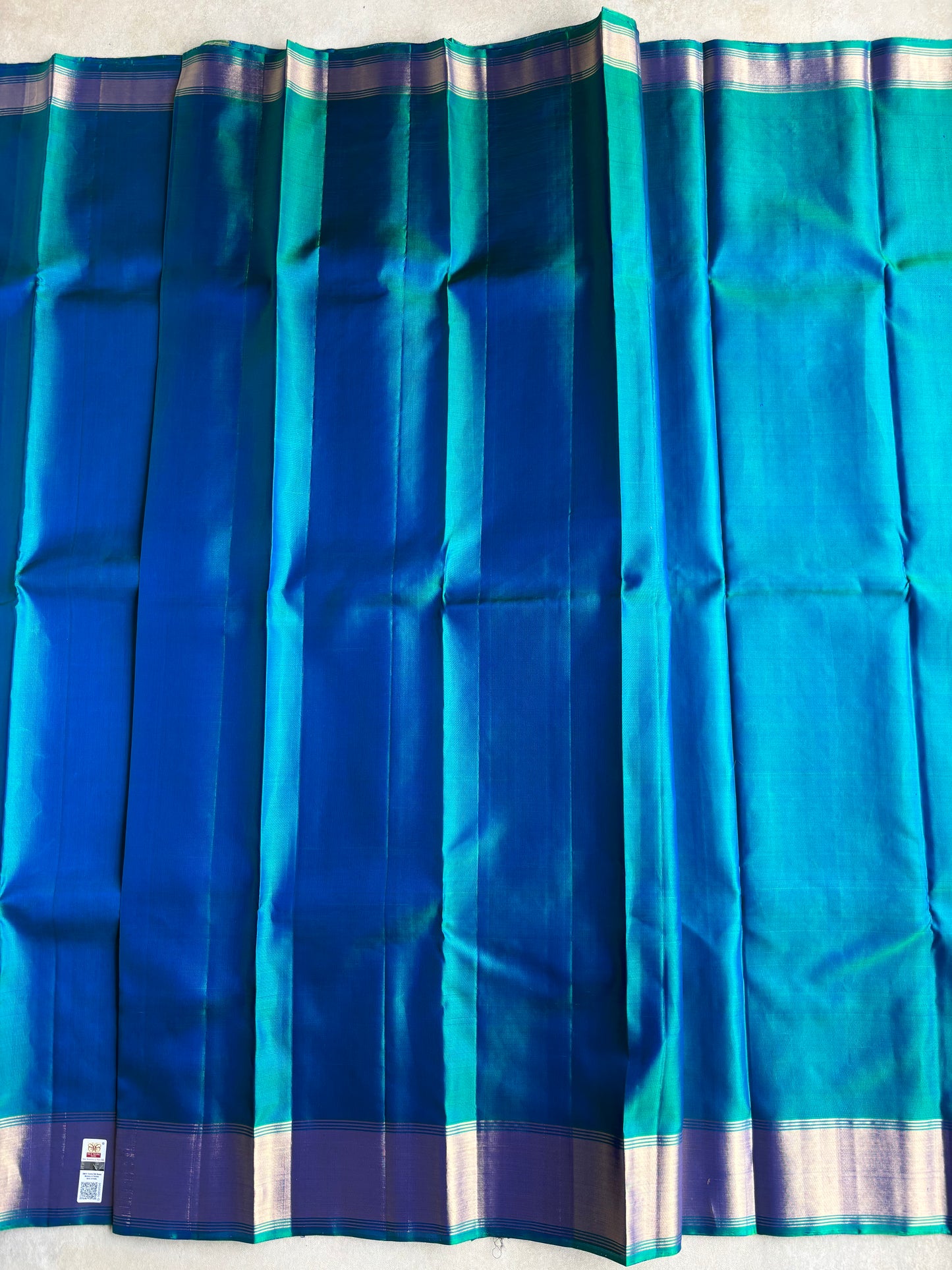 Kanchi Peacock Blue Soft Silk Saree