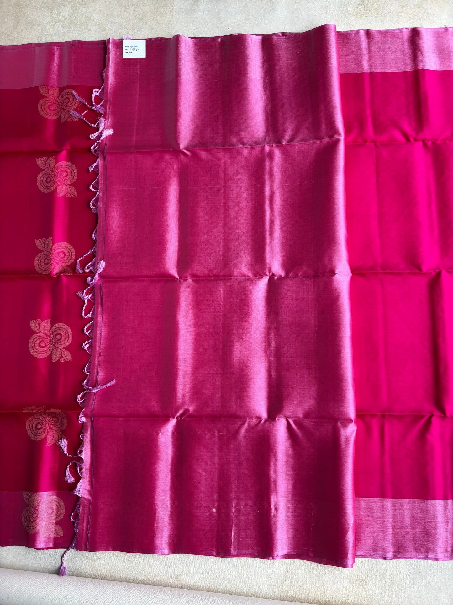 Rani Pink Handwoven Silk Saree with Floral Zari Motifs