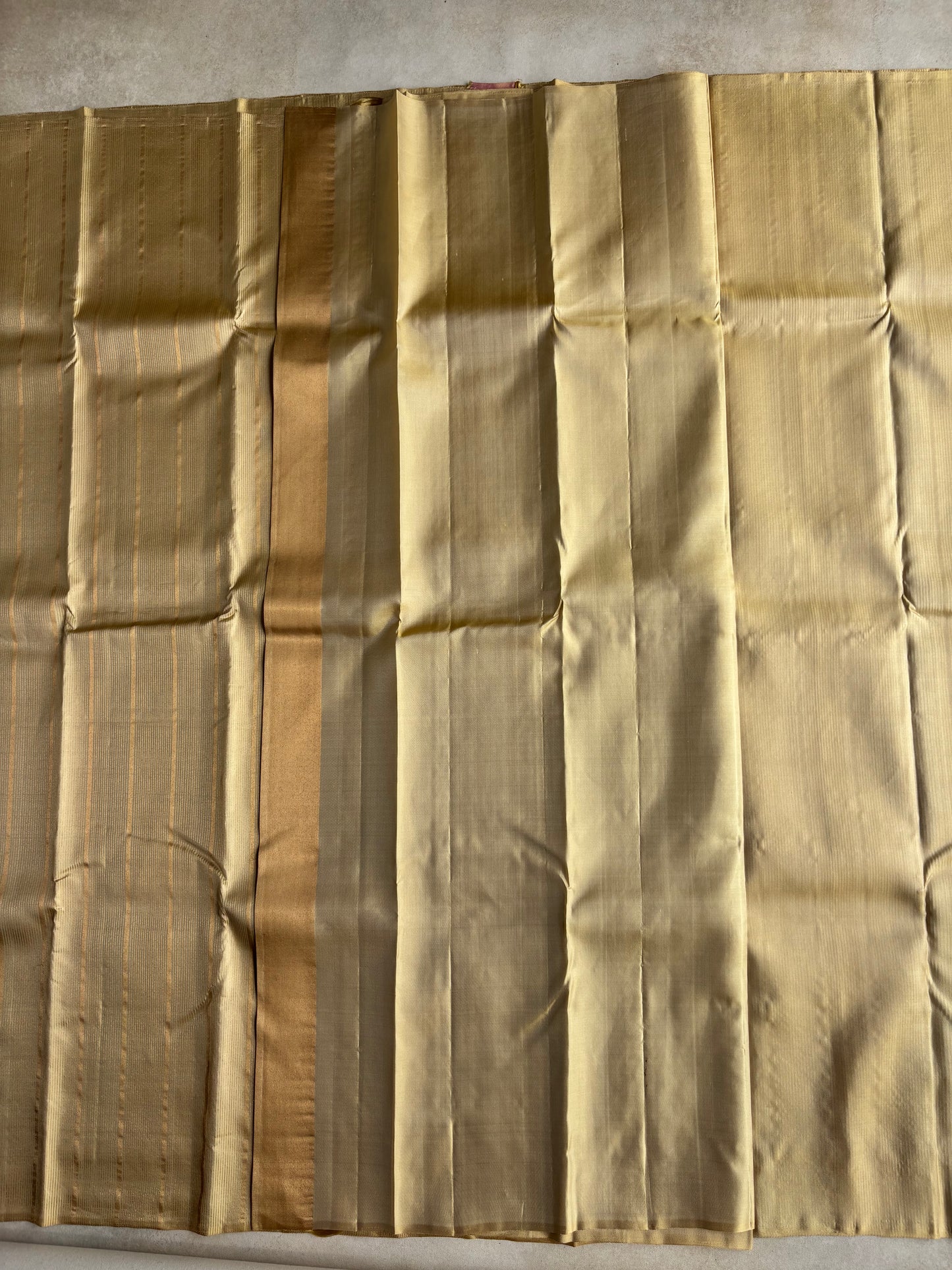 Ivory Gold Handwoven Silk Saree with Elegant Textured Weave