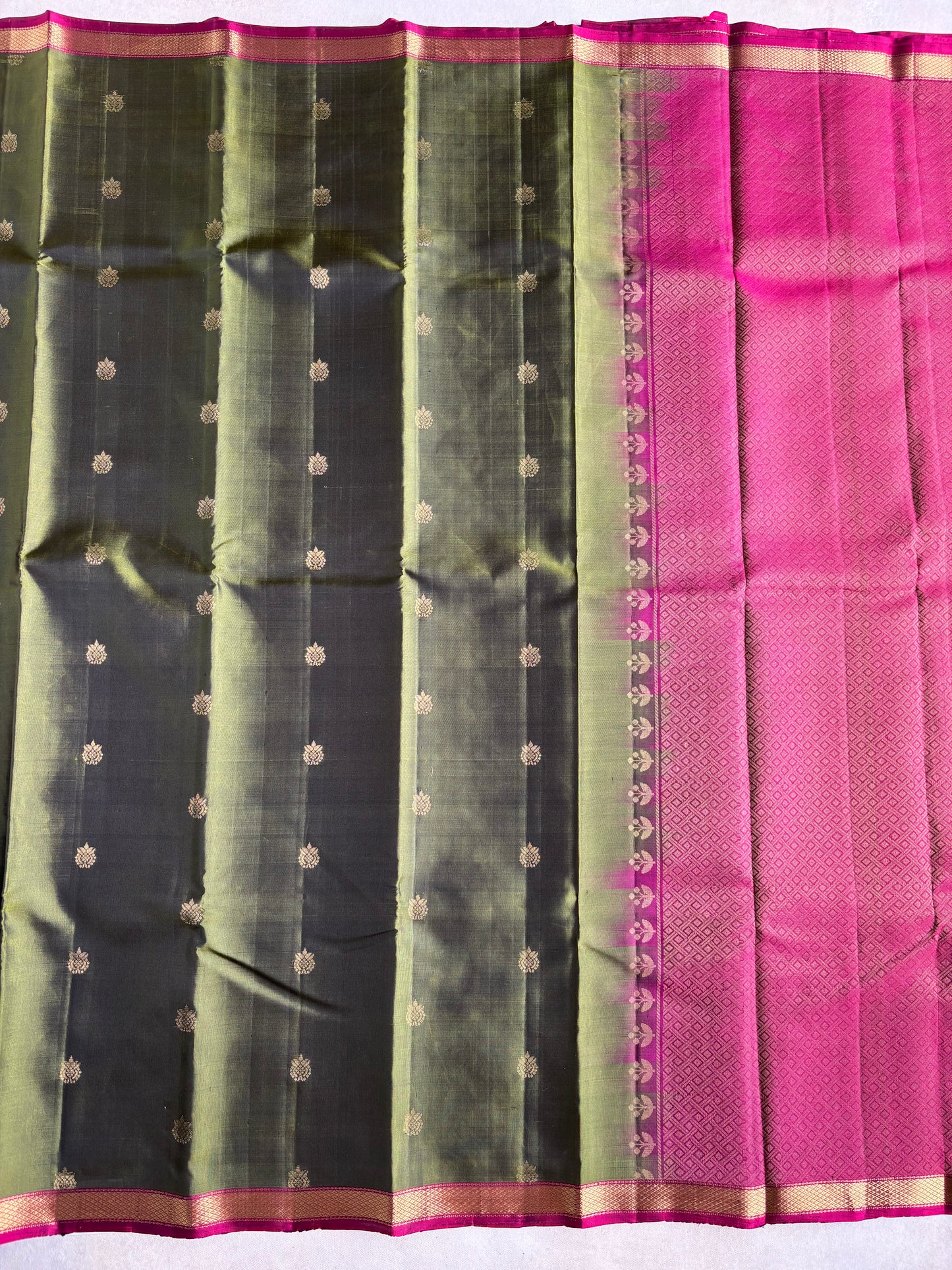 Kanchi Olive Green Soft Silk Saree