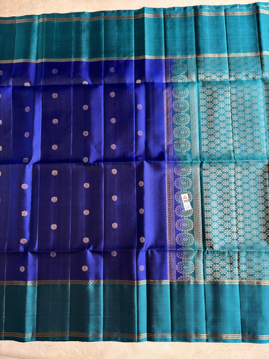 Royal Blue Handwoven Silk Saree with Heritage Zari Motifs