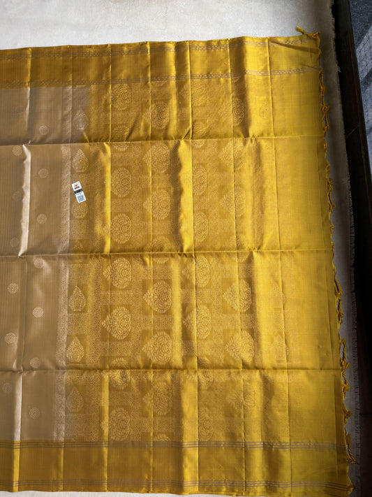 Ivory with Yellow Handwoven Silk Saree with Heritage Zari Motifs