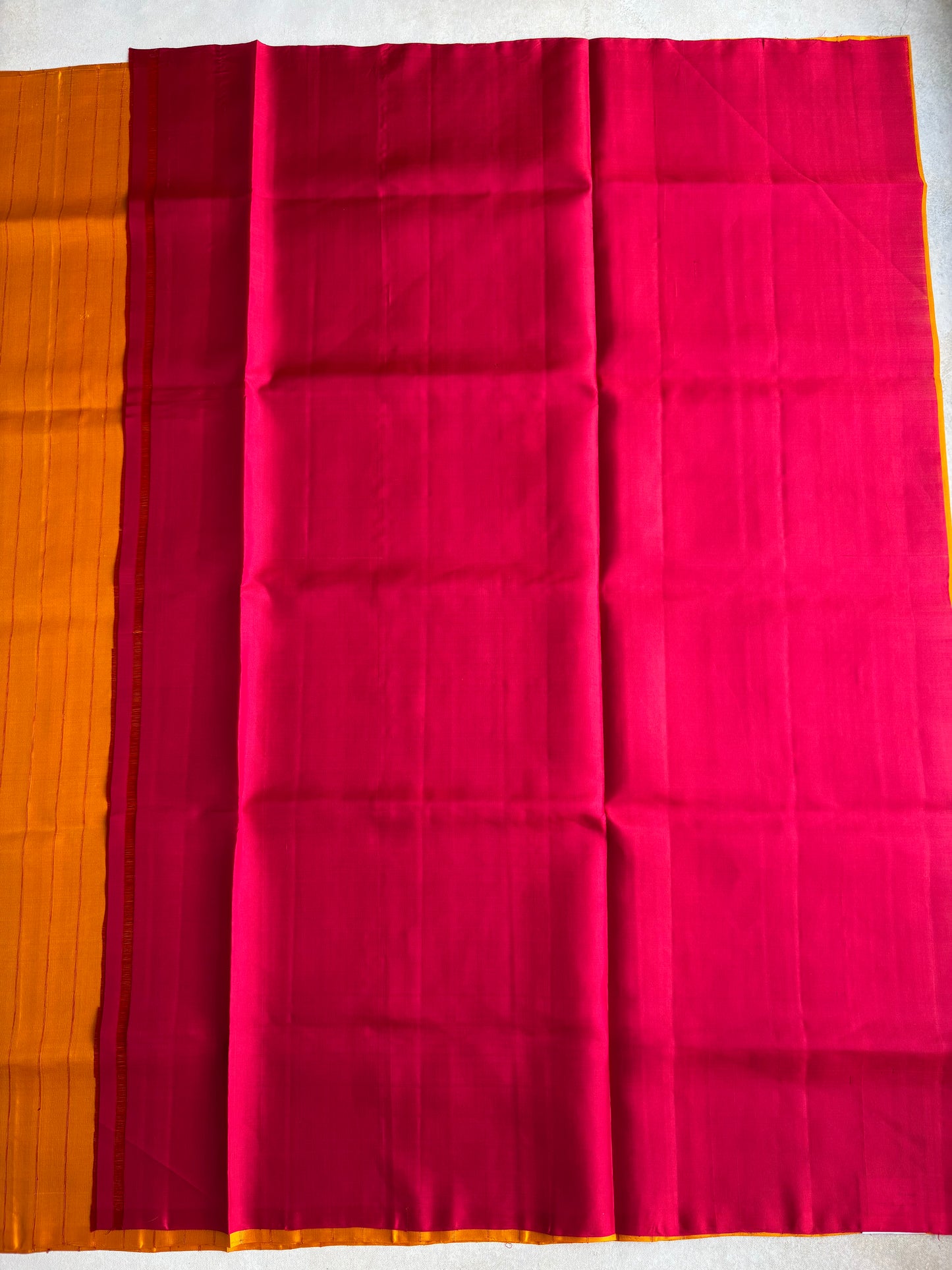 Mustard Silk Saree with Red Zari Pallu