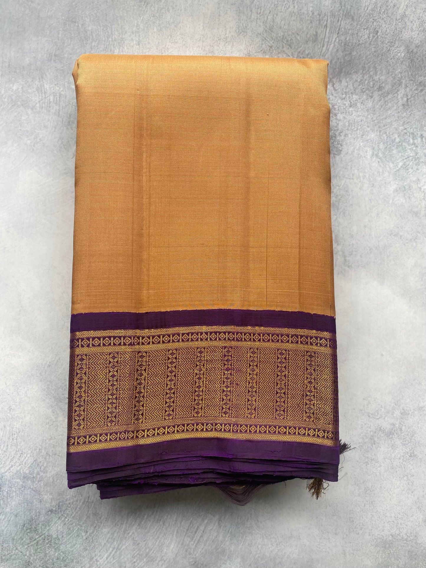 Antique Gold & Royal Purple Traditional Kanchipuram Silk Saree