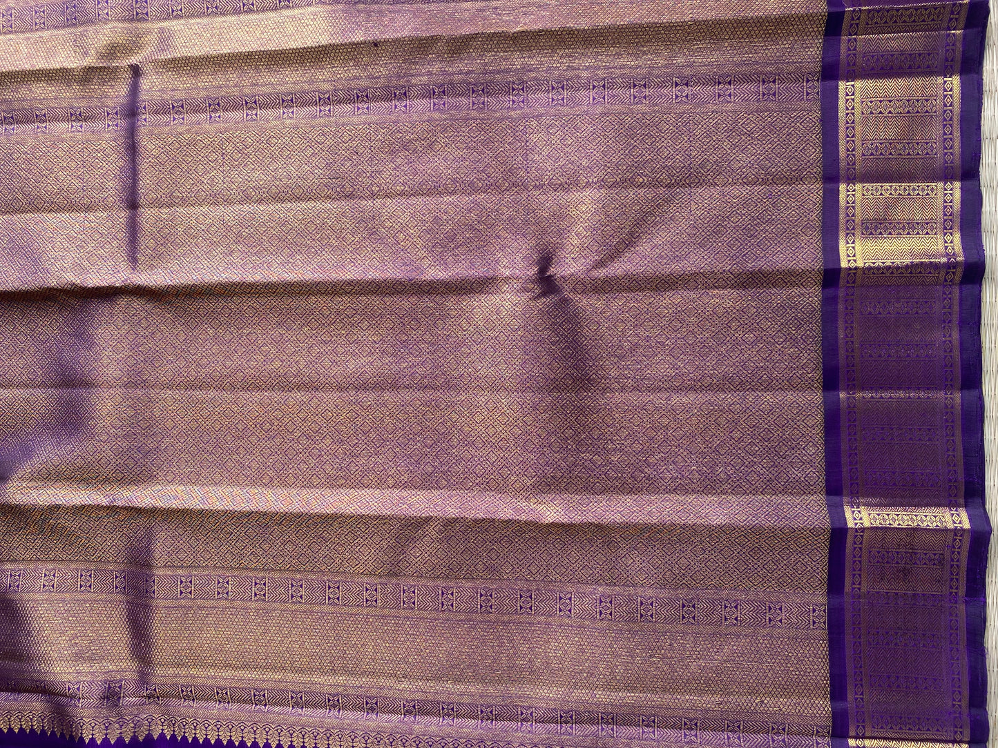 Antique Gold & Royal Purple Traditional Kanchipuram Silk Saree