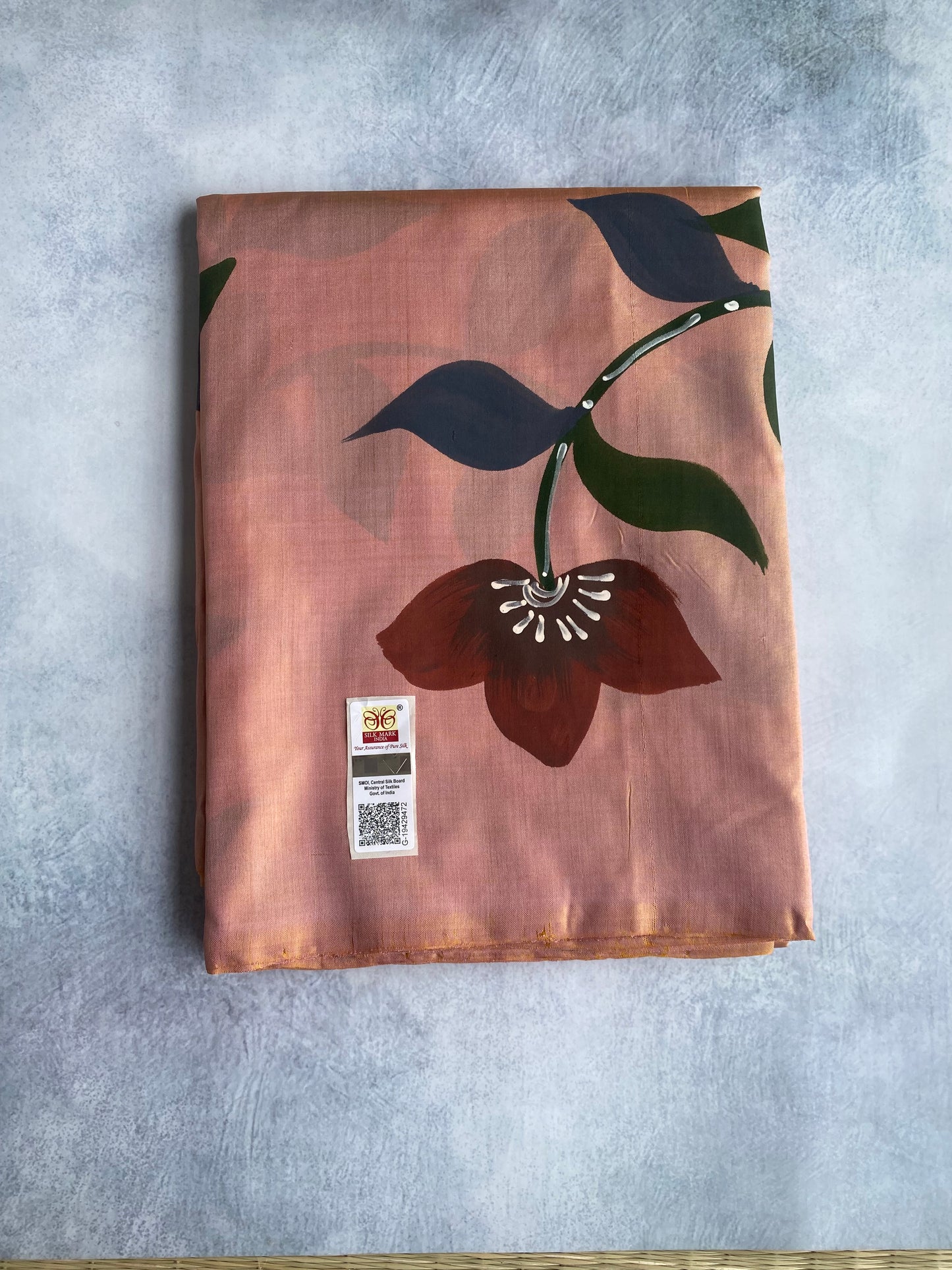 Dusty Rose Hand Painted Bishnupuri Silk Saree