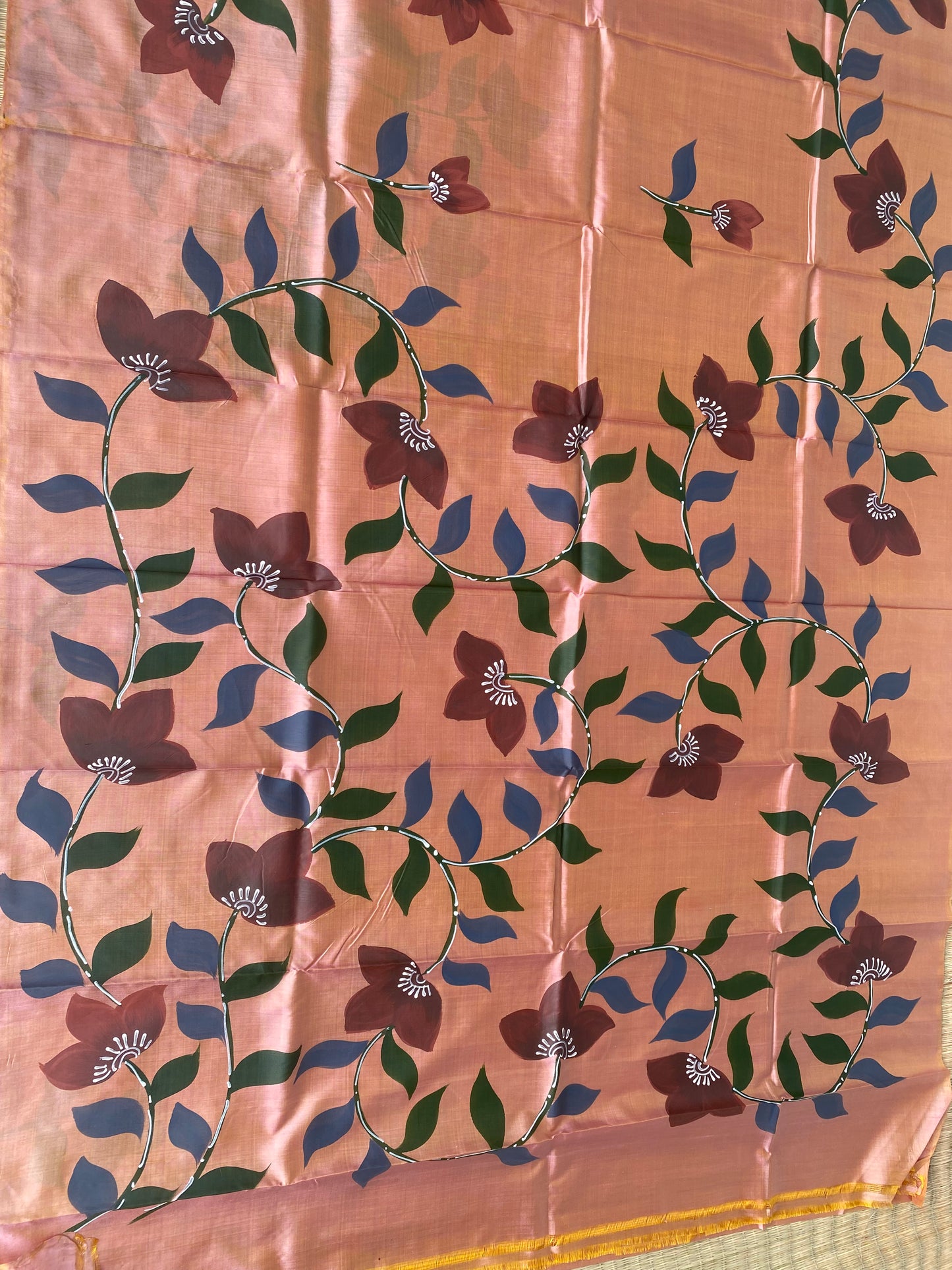 Dusty Rose Hand Painted Bishnupuri Silk Saree