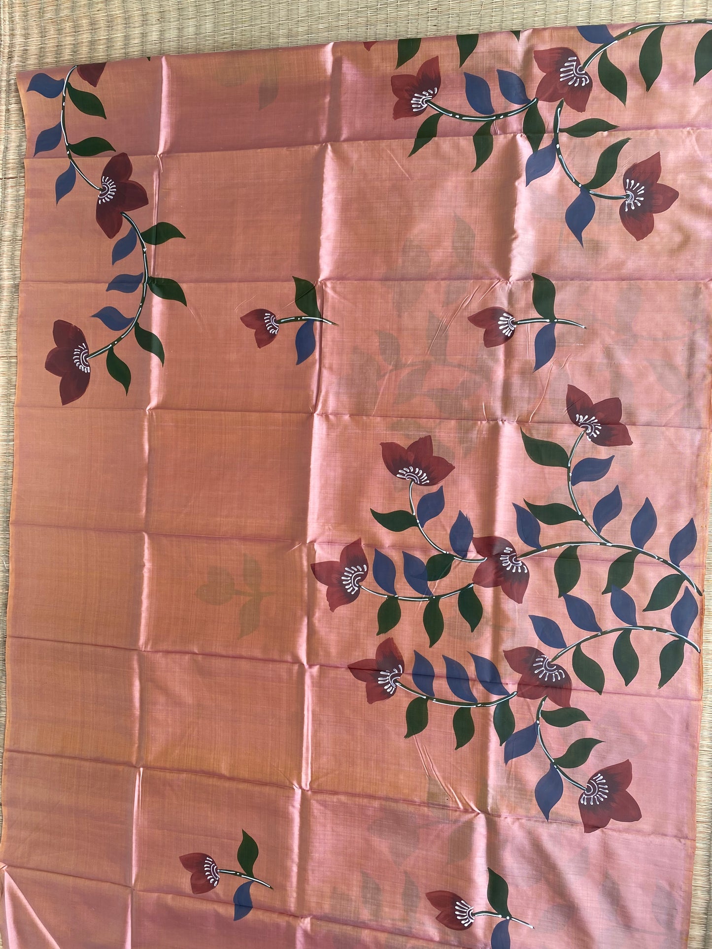 Dusty Rose Hand Painted Bishnupuri Silk Saree