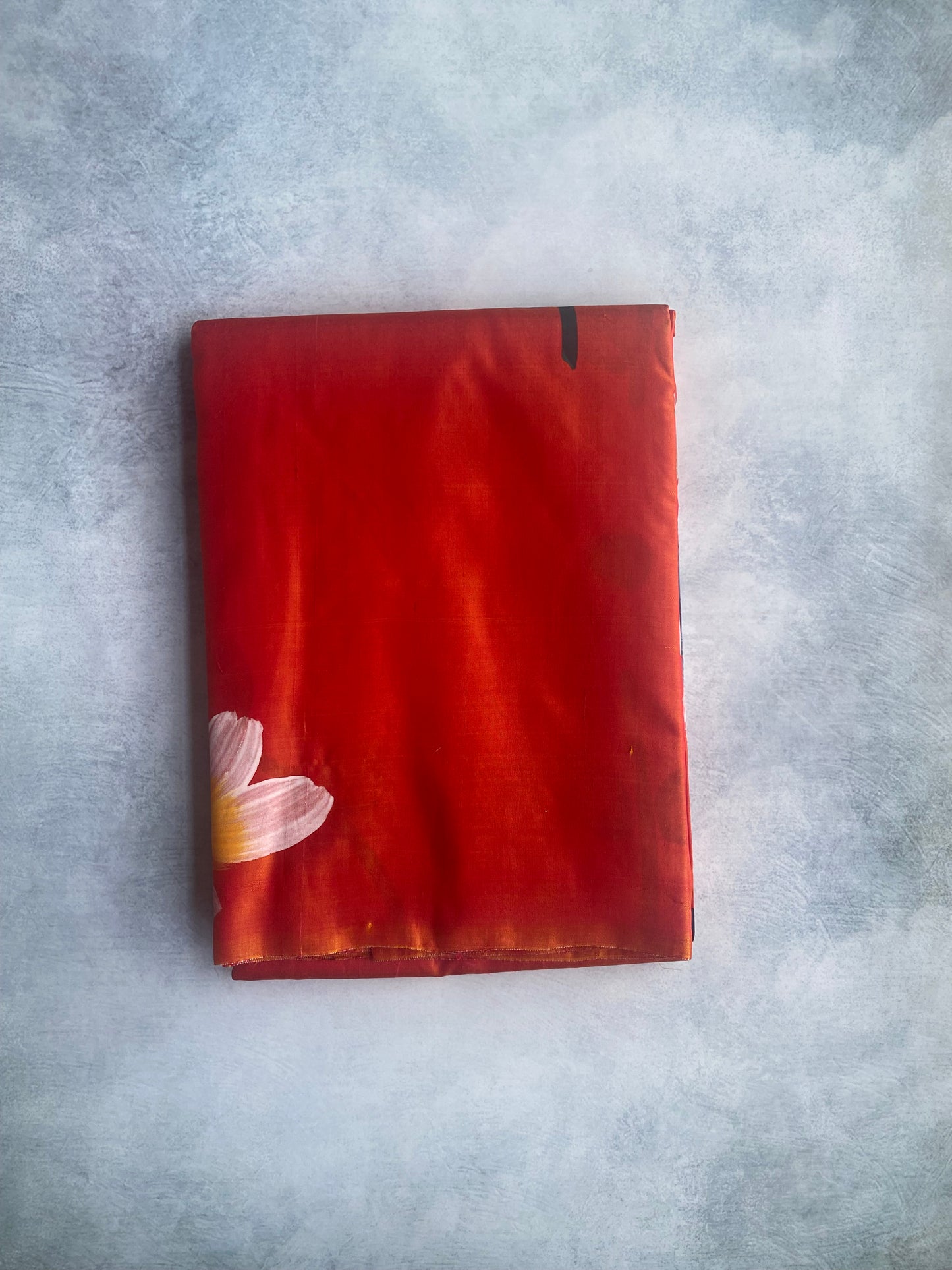 Orange Hand Painted Bishnupuri Silk Saree