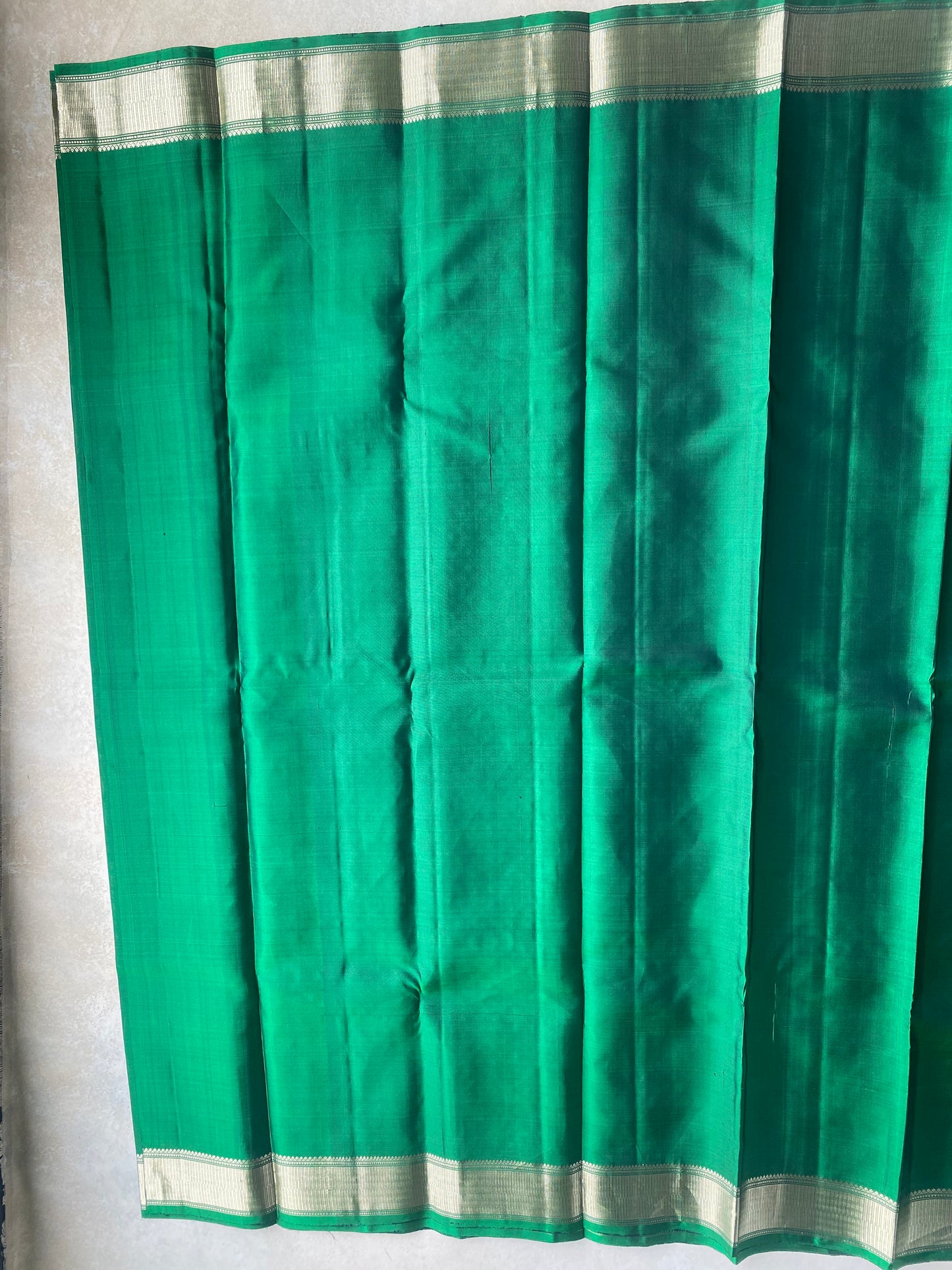 Emerald Green Silk Saree with Gandaberunda Zari Motifs