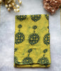 Lime Yellow Ajrakh Modal Silk Saree – Vanaspati Handblock Print