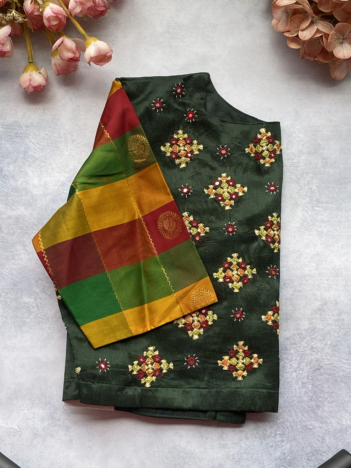 Emerald Heritage Pure Silk Embroidered Blouse