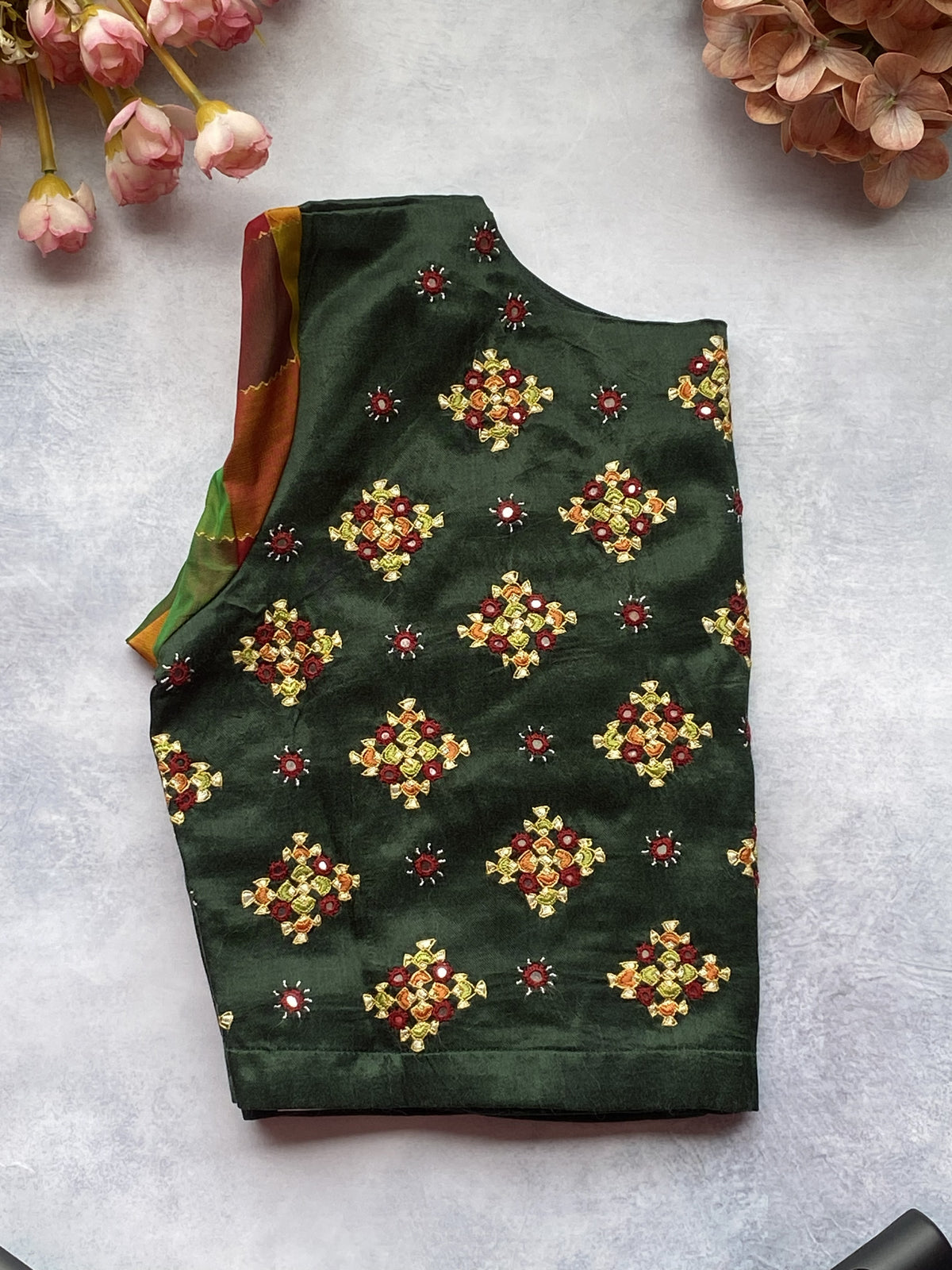 Emerald Heritage Pure Silk Embroidered Blouse