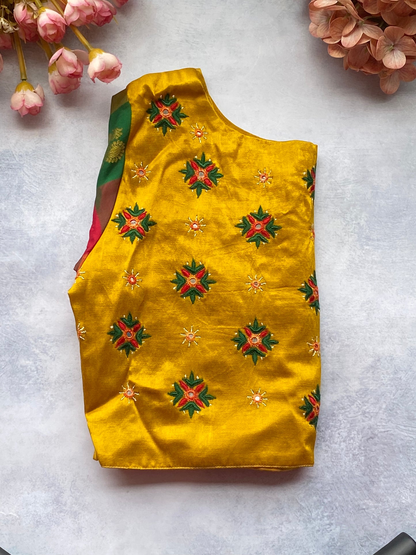 Golden Radiance Pure Silk Embroidered Blouse