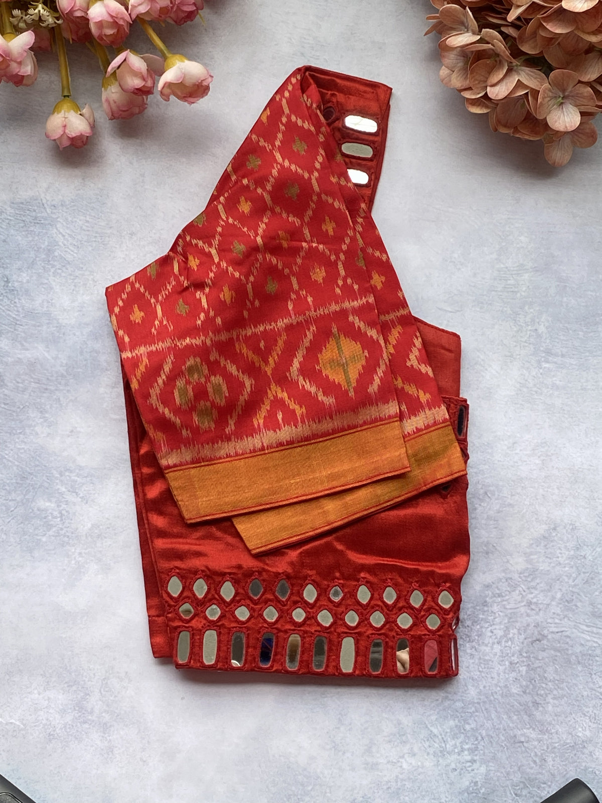 Ruby Mirror Work Pure Silk Blouse