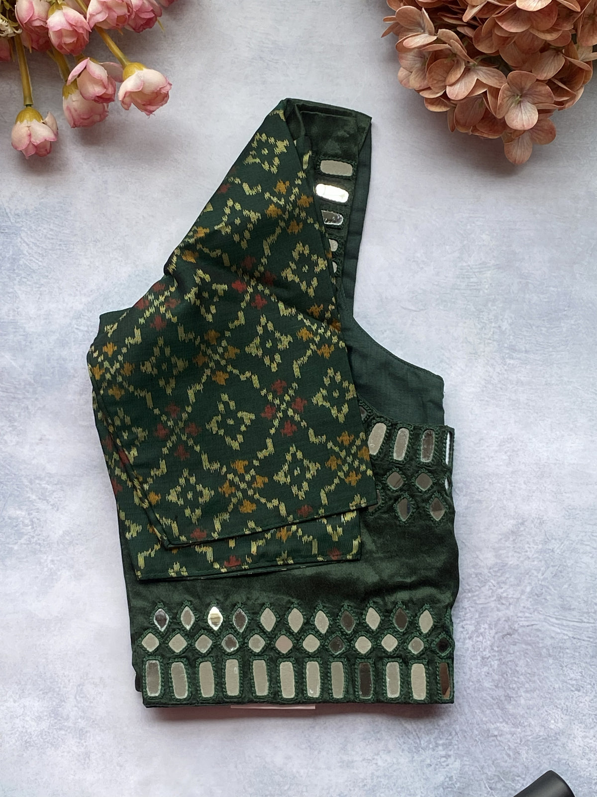 Emerald Mirror Work Pure Silk Blouse