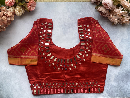Ruby Mirror Work Pure Silk Blouse