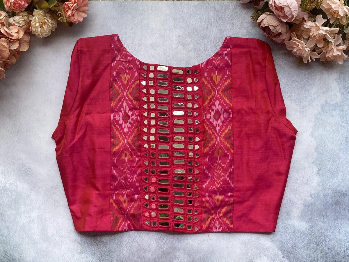 Pink Silk Mirror Work Blouse