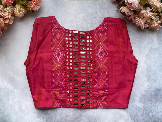 Pink Silk Mirror Work Blouse