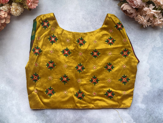 Golden Radiance Pure Silk Embroidered Blouse