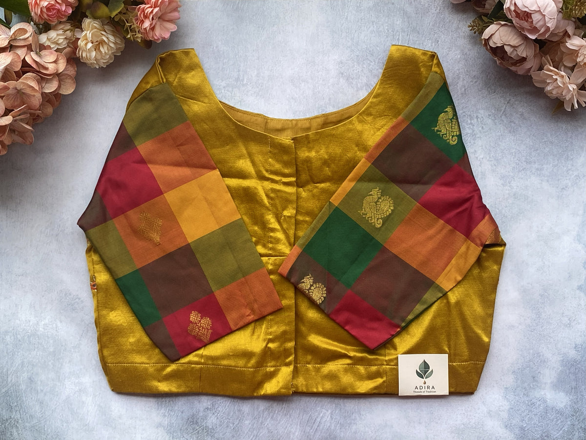 Golden Radiance Pure Silk Embroidered Blouse