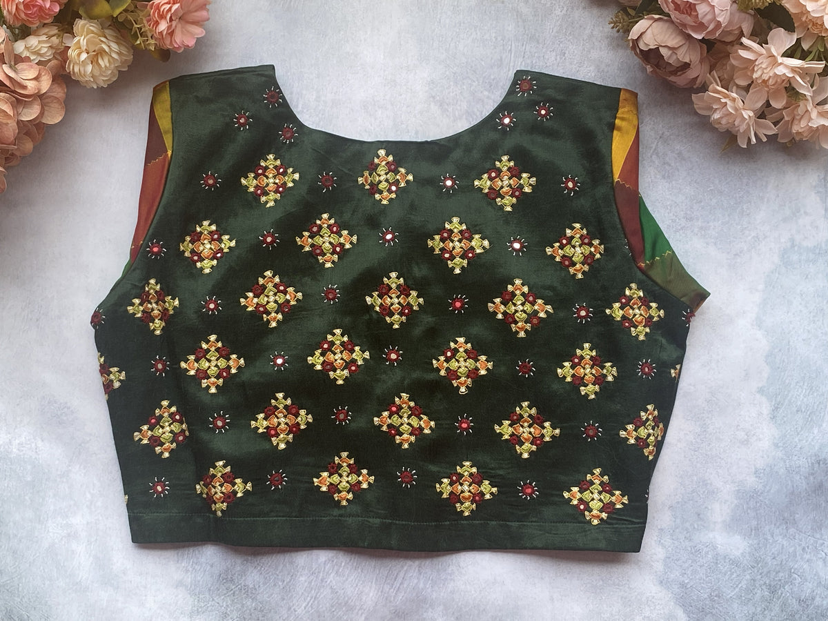 Emerald Heritage Pure Silk Embroidered Blouse