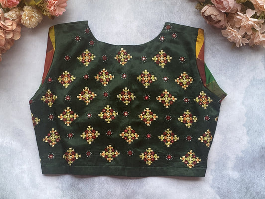 Emerald Heritage Pure Silk Embroidered Blouse