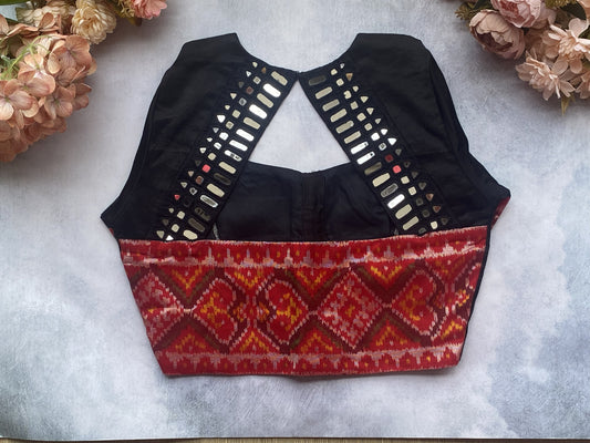 Midnight Ikkat Pure Silk Mirror Work Blouse
