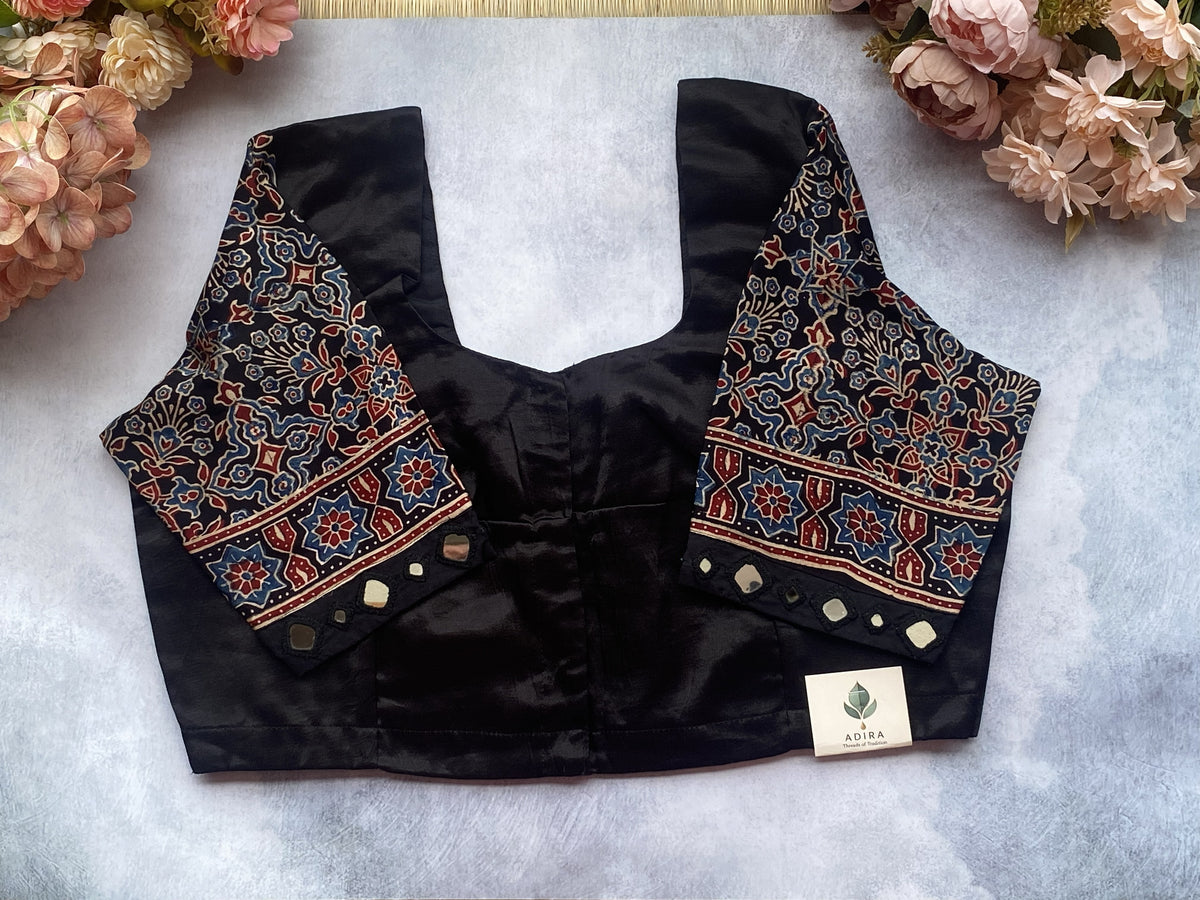 Black Silk Mirror Work Blouse