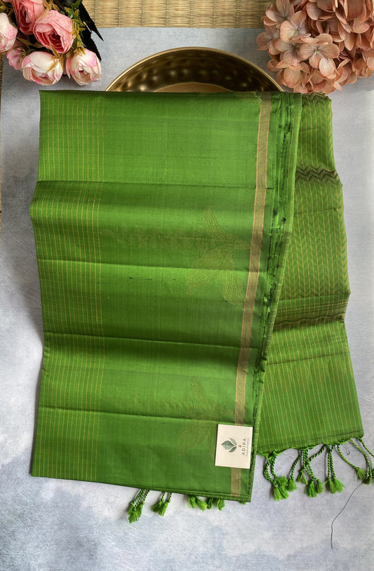Parrot Green Handwoven Silk Saree with Peacock Motifs