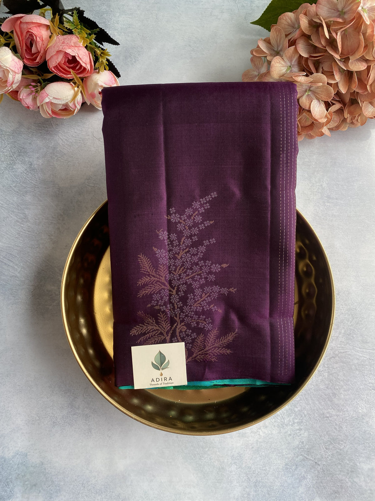 Plum Blossom Handwoven Silk Saree