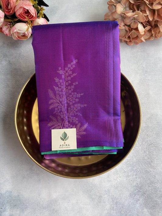 Royal Violet Bloom Handwoven Silk Saree