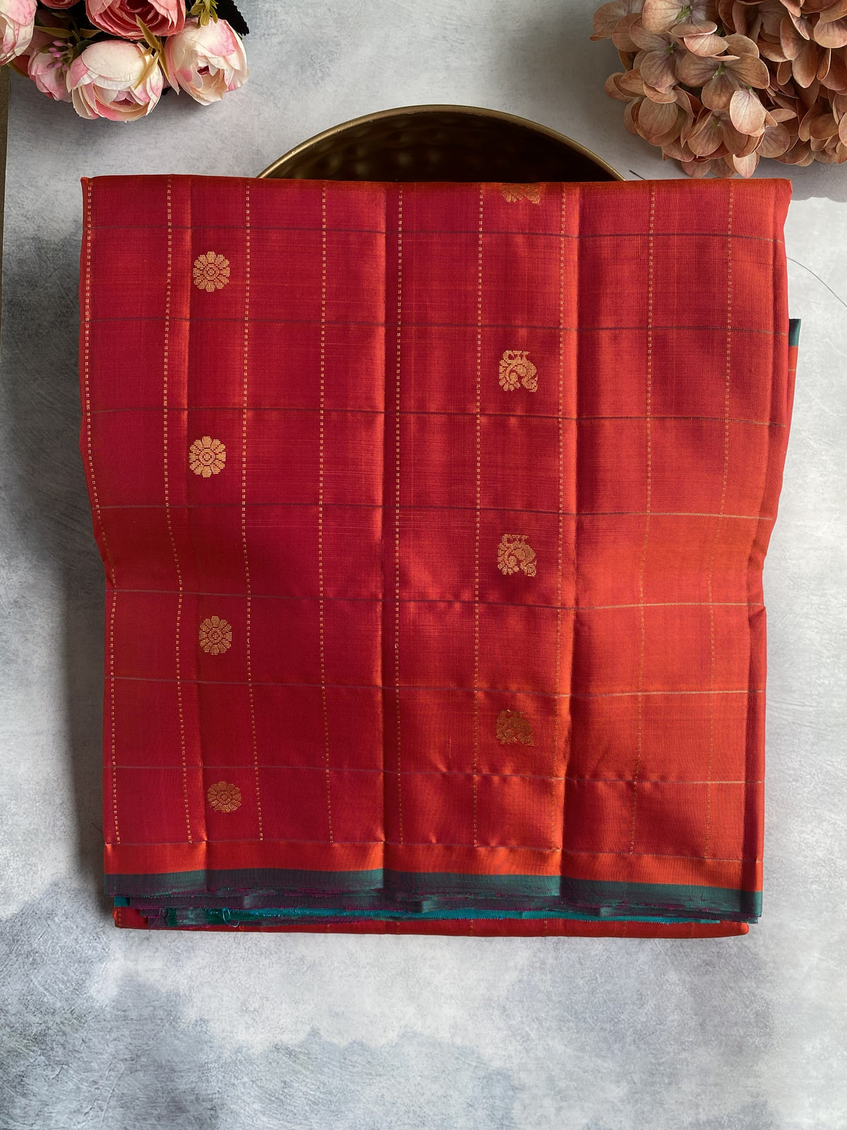 Rust Orange Handwoven Silk Saree
