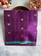 Royal Purple Handwoven Silk Saree with Zari Checks