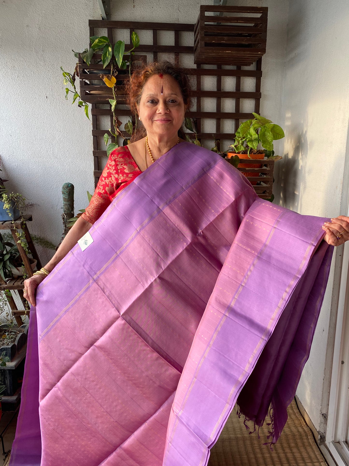Onion Pink Lavender Handwoven Silk Saree