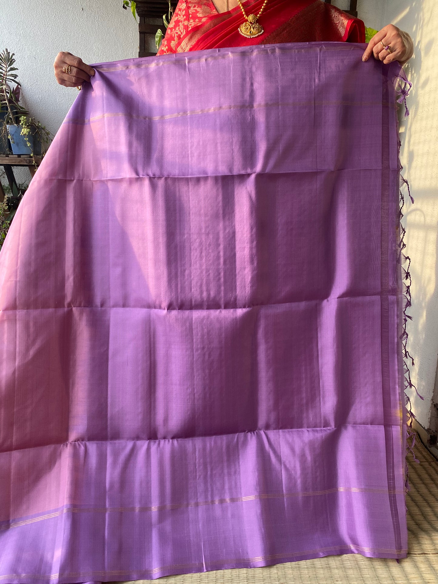 Onion Pink Lavender Handwoven Silk Saree