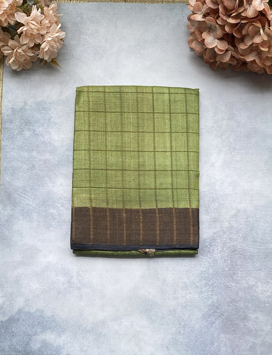 Pista Green Tussar Silk Saree
