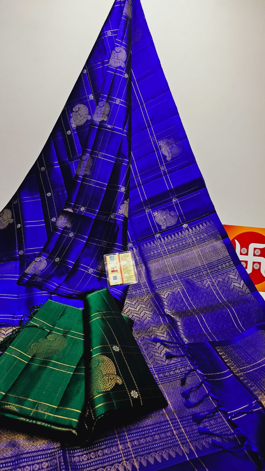 Royal Blue Silk Saree with Paisley Motifs