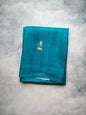 Teal Blue Tussar Silk Saree with Tonal Leaf Motifs