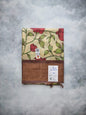 Beige Rose Kalamkari Tussar Silk Saree with Brown Border