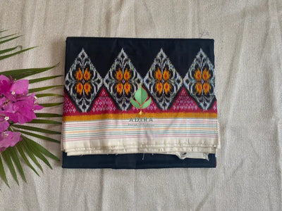 Black Ikkat Hand Oven Silk Saree - Ikkat Silk Saree