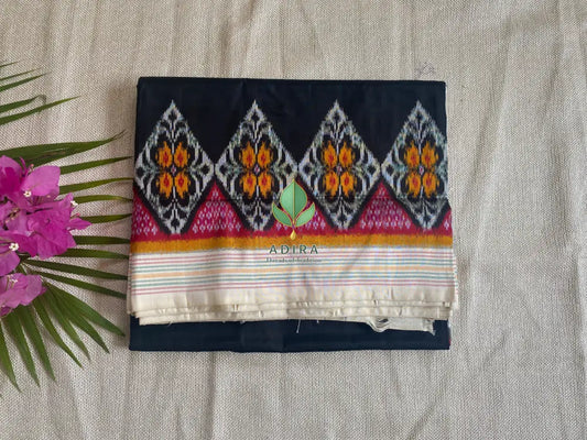Black Ikkat Hand Oven Silk Saree - Ikkat Silk Saree