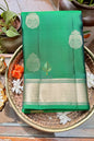 Emerald Green Silk Saree with Gandaberunda Zari Motifs - Kanchi Silk