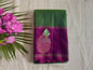 Green Silk Saree with Magenta Border and Check Pattern - Soft silk