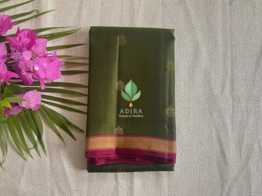 Kanchi Olive Green Soft Silk Saree - Soft silk