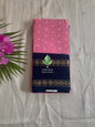 Pink Saree Hand knotted Sungudi On a Hand woven Cotton saree Kaikattu Sungadi - Sungudi